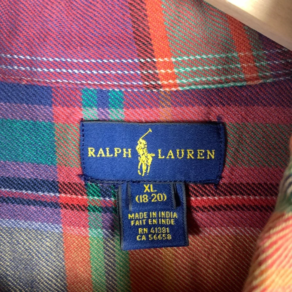 Ralph Lauren Button Down Teen 18-20 XL Red Plaid Long Sleeve Pony Shirt Preppy